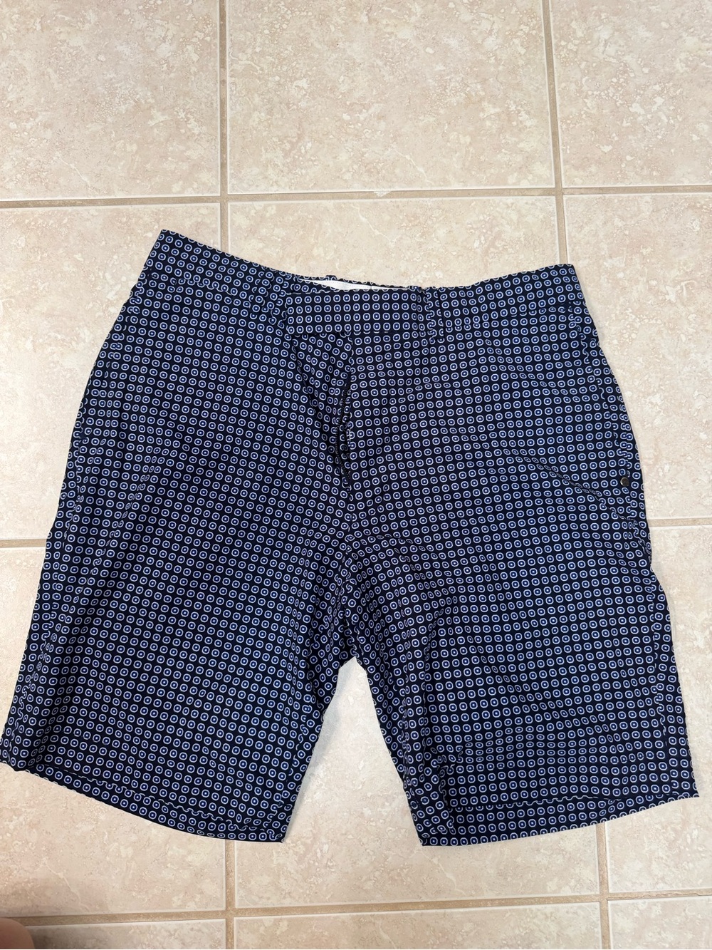 Ralph Lauren Navy Geometric-Print Flat Front Shorts